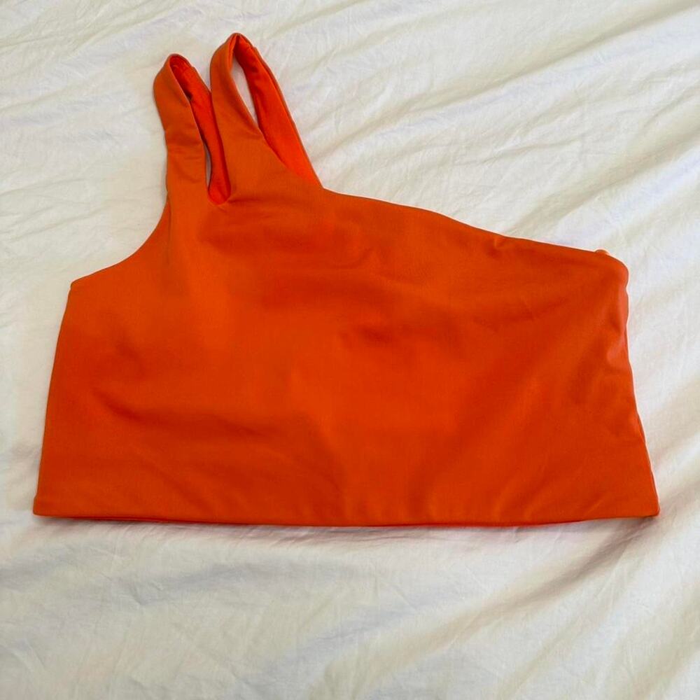 Fabletics One Shoulder Sports Bra Neon Orange Size L